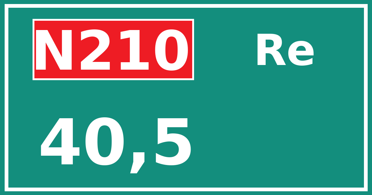 Hectometerbord N210 40,5 zijde Re