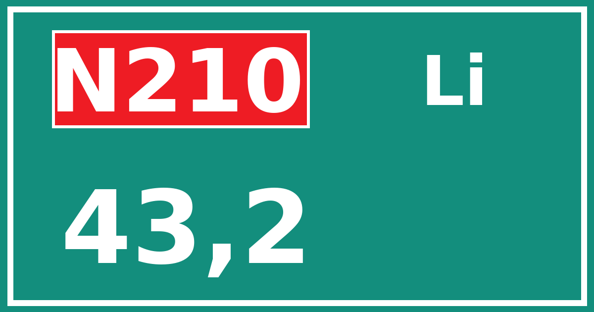 Hectometerbord N210 43,2 zijde Li