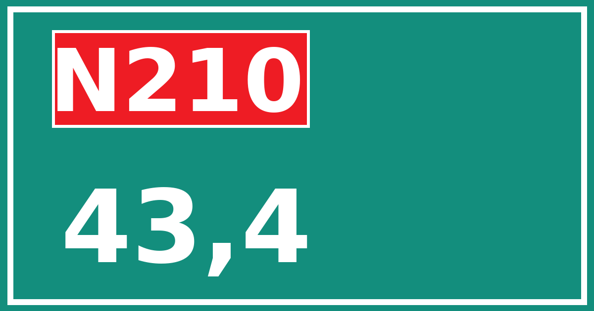 Hectometerbord N210 43,4
