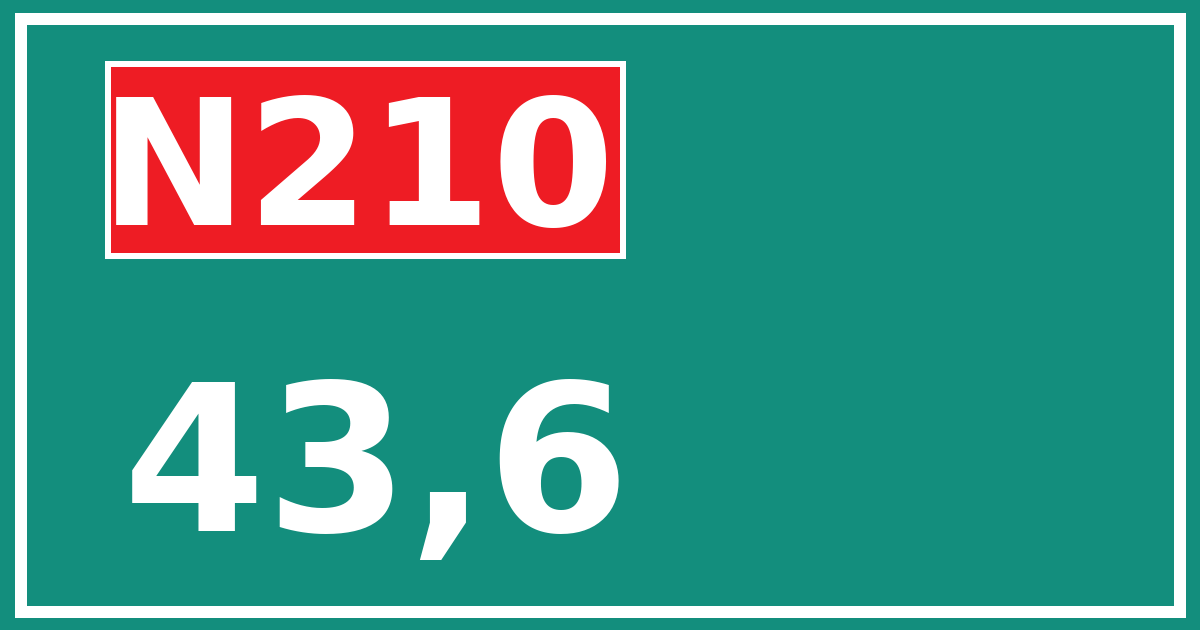 Hectometerbord N210 43,6