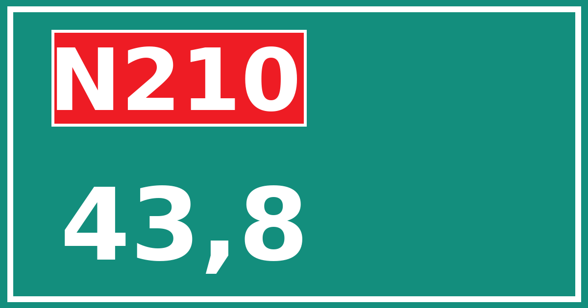 Hectometerbord N210 43,8