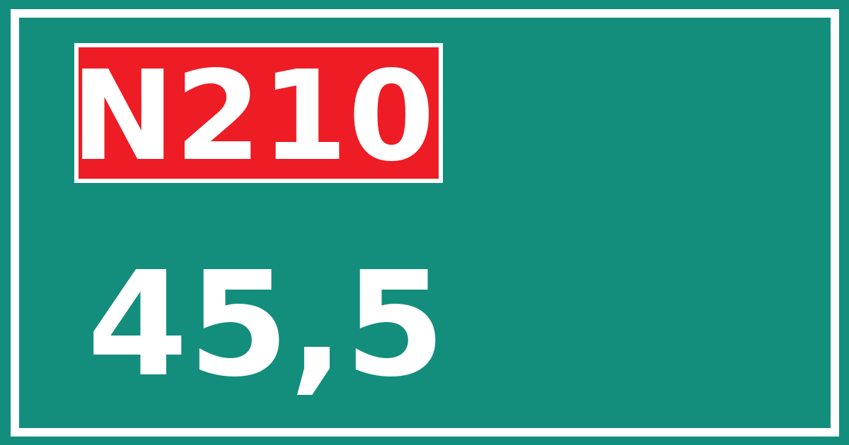 Hectometerbord N210 45,5