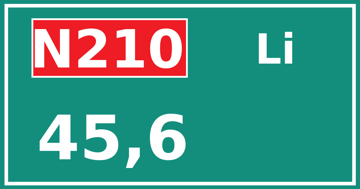 Hectometerbord N210 45,6 zijde Li
