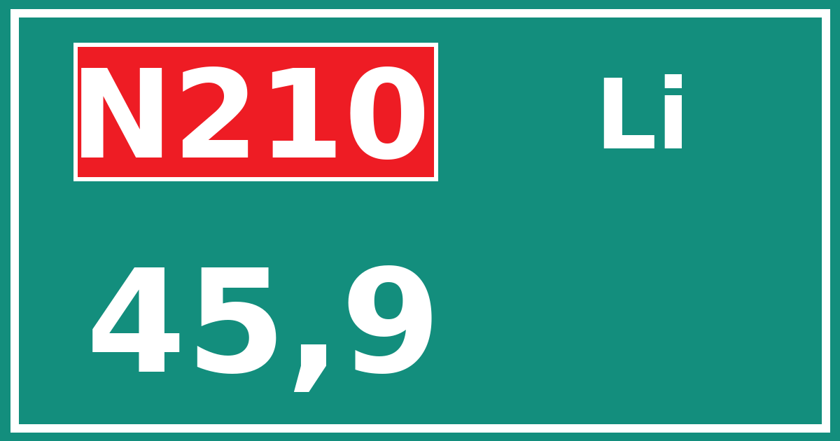 Hectometerbord N210 45,9 zijde Li