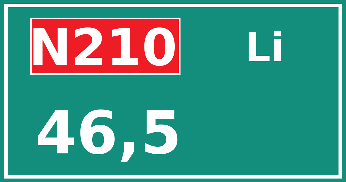 Hectometerbord N210 46,5 zijde Li