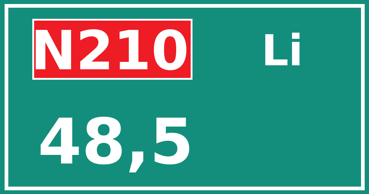 Hectometerbord N210 48,5 zijde Li