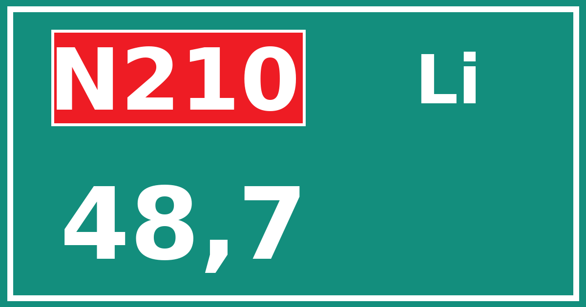 Hectometerbord N210 48,7 zijde Li