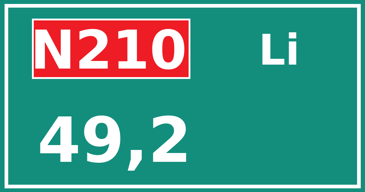 Hectometerbord N210 49,2 zijde Li