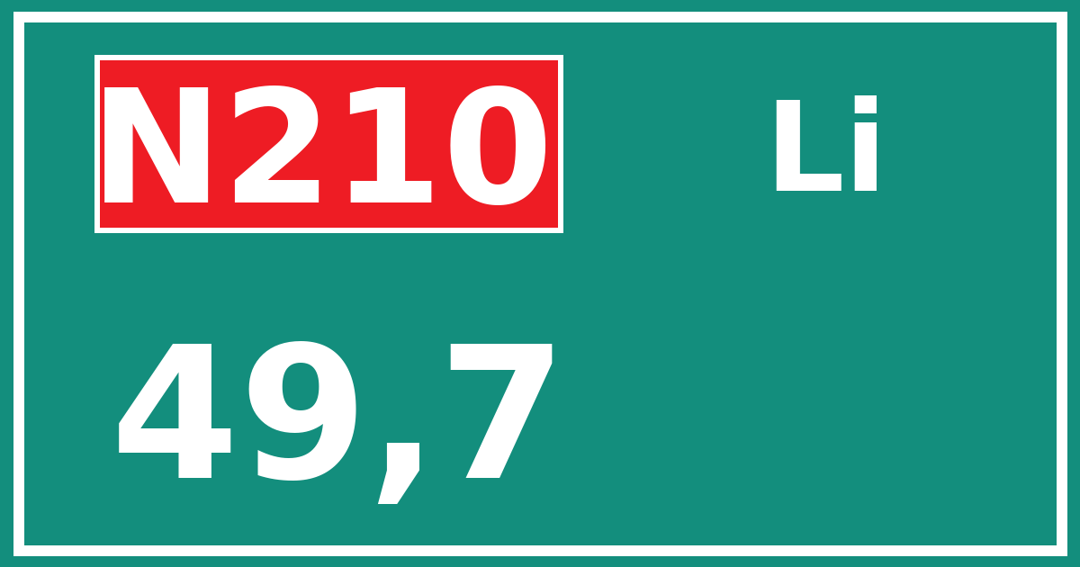 Hectometerbord N210 49,7 zijde Li