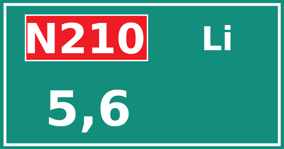 Hectometerbord N210 5,6 zijde Li