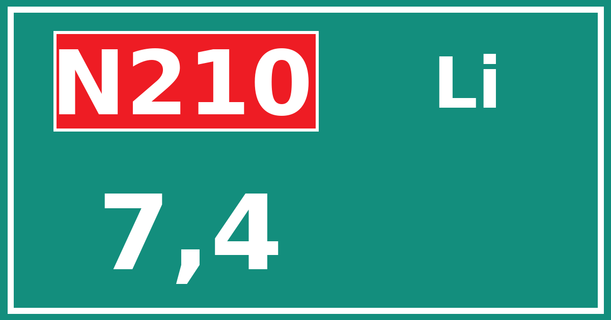 Hectometerbord N210 7,4 zijde Li