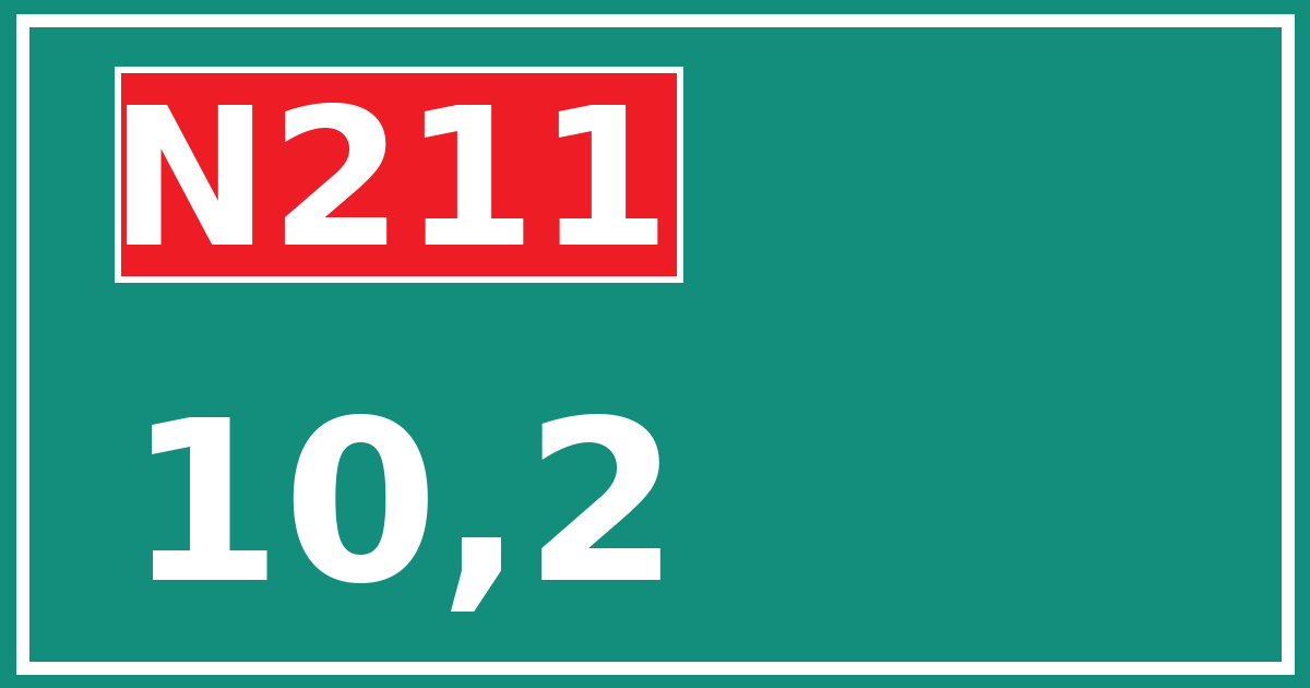 Hectometerbord N211 10,2