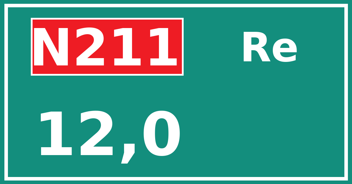 Hectometerbord N211 12,0 zijde Re