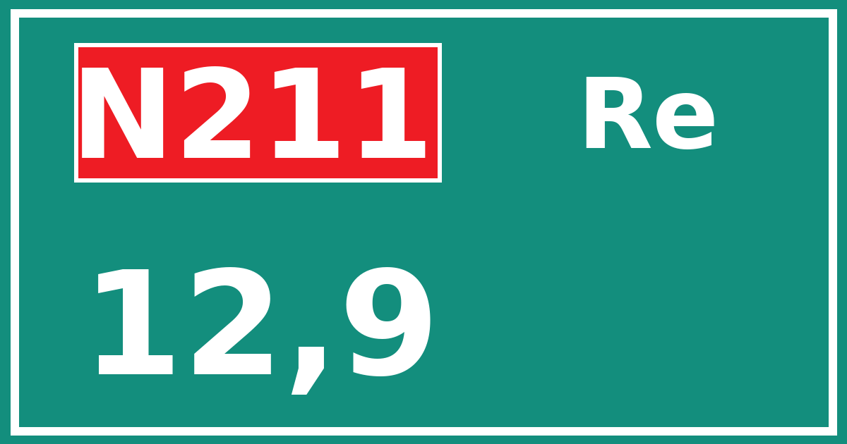 Hectometerbord N211 12,9 zijde Re