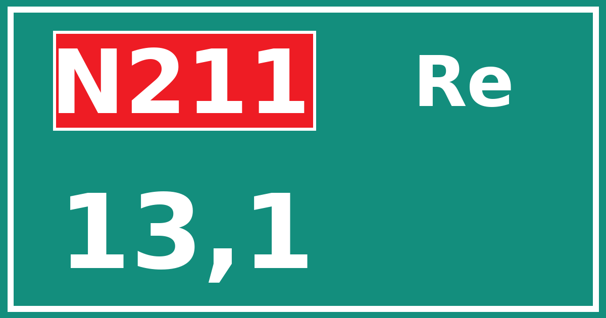 Hectometerbord N211 13,1 zijde Re