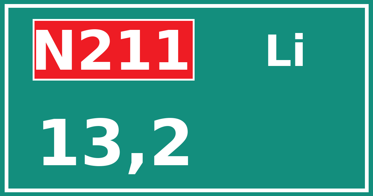 Hectometerbord N211 13,2 zijde Li