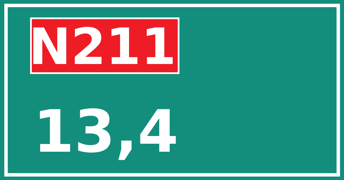 Hectometerbord N211 13,4