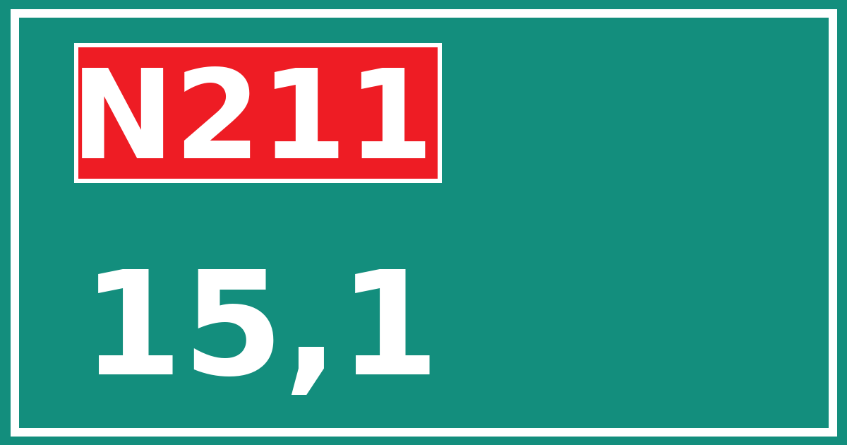 Hectometerbord N211 15,1