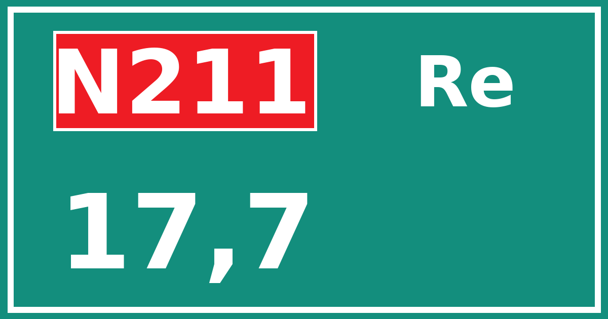 Hectometerbord N211 17,7 zijde Re