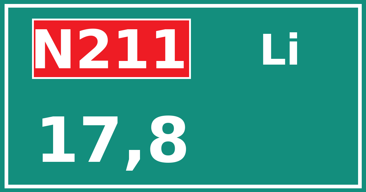 Hectometerbord N211 17,8 zijde Li