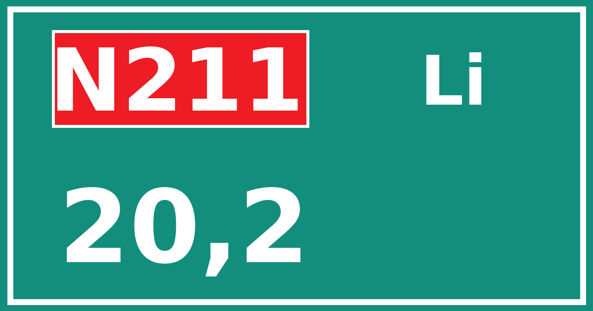 Hectometerbord N211 20,2 zijde Li