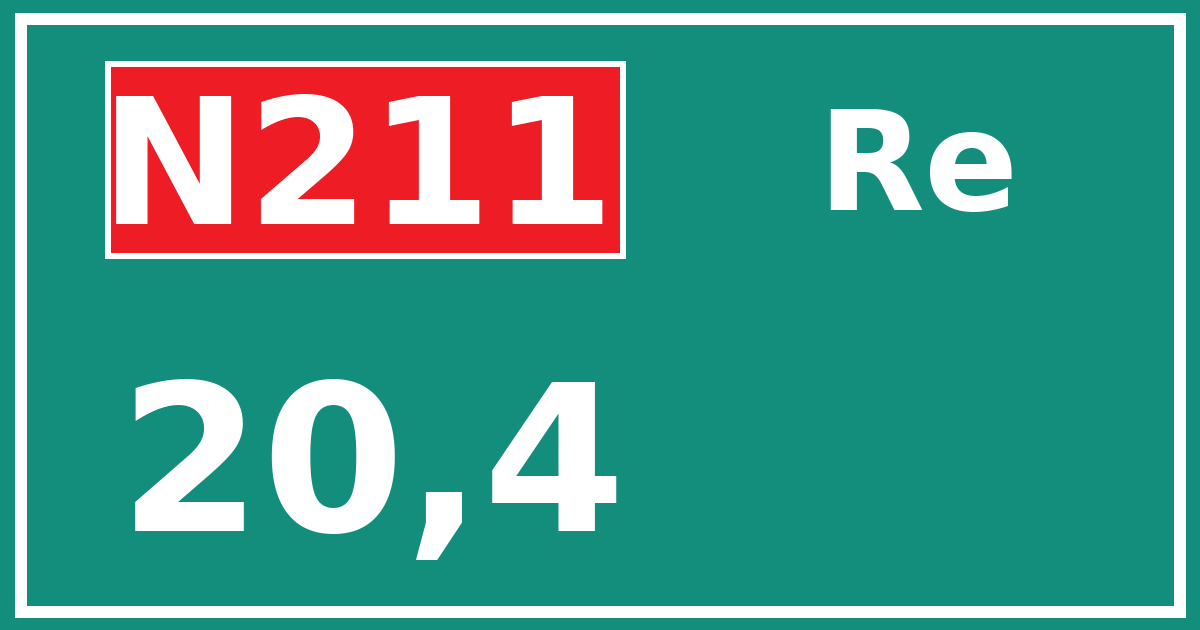 Hectometerbord N211 20,4 zijde Re