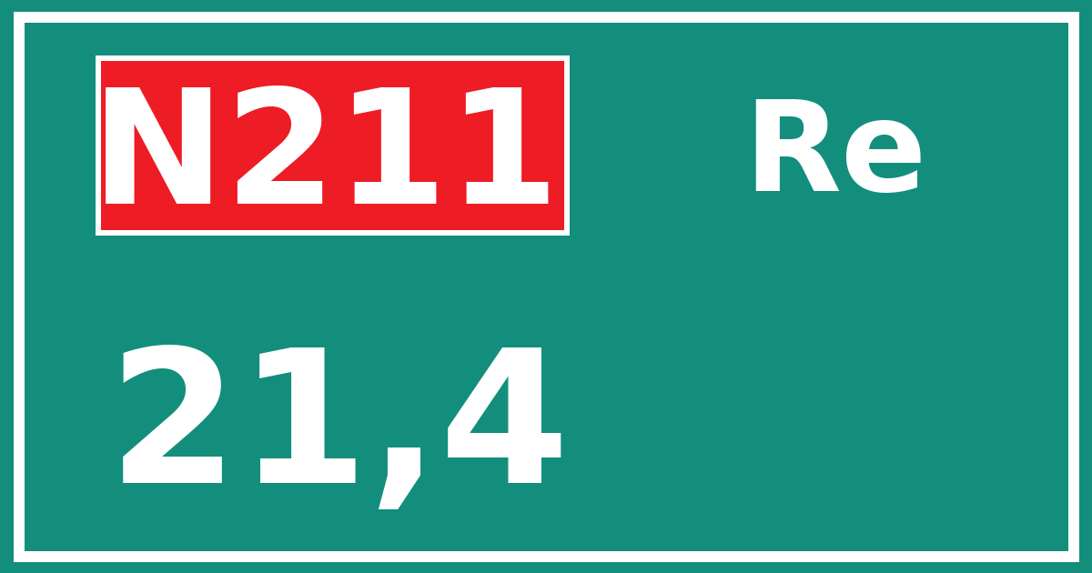 Hectometerbord N211 21,4 zijde Re