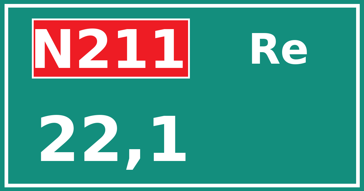 Hectometerbord N211 22,1 zijde Re