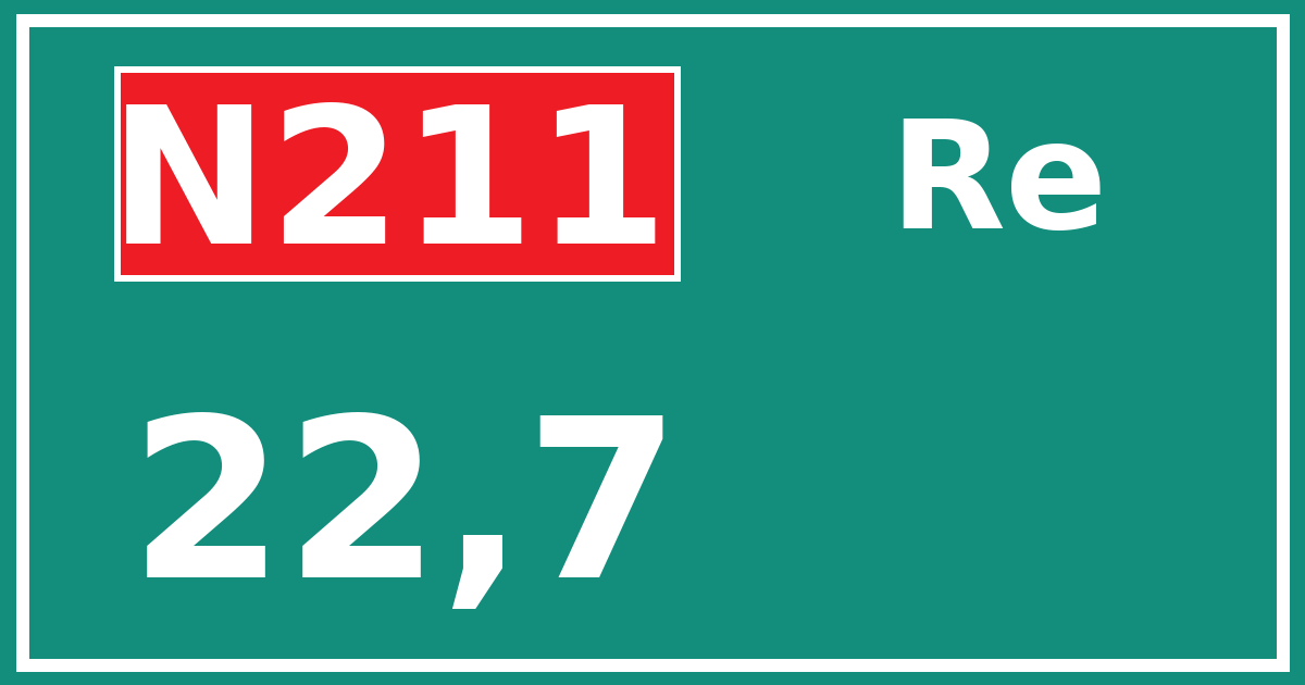 Hectometerbord N211 22,7 zijde Re