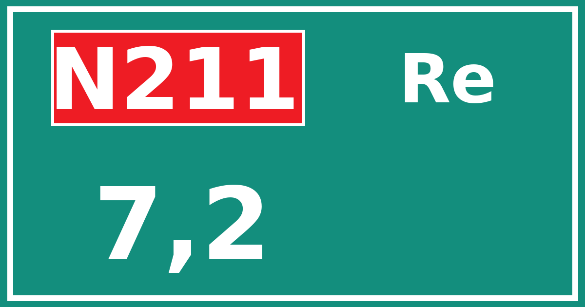 Hectometerbord N211 7,2 zijde Re