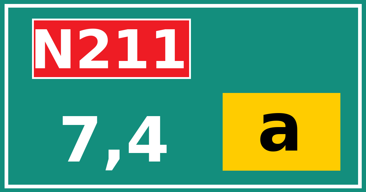 Hectometerbord N211 7,4 letter a