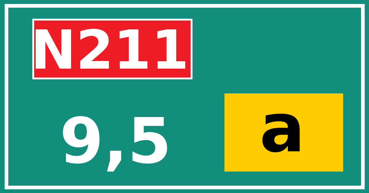 Hectometerbord N211 9,5 letter a