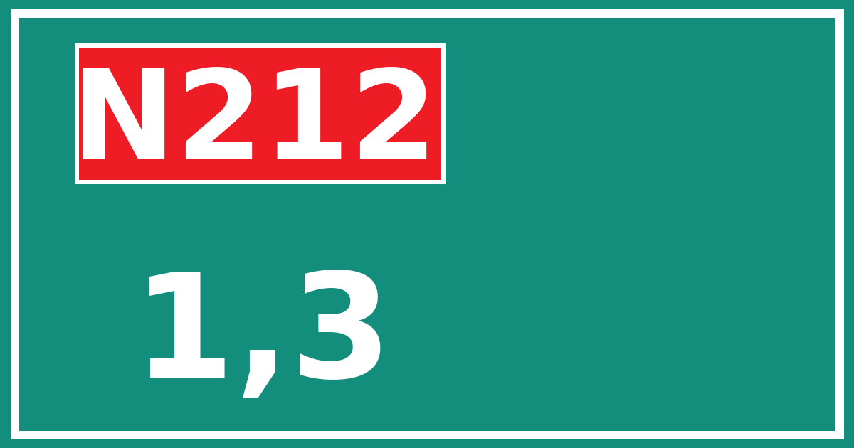 Hectometerbord N212 1,3
