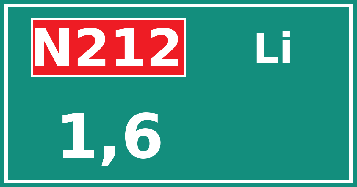 Hectometerbord N212 1,6 zijde Li