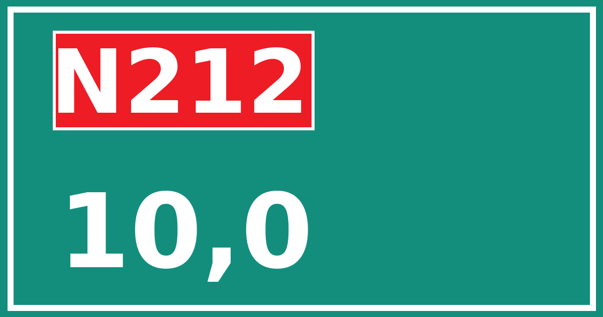 Hectometerbord N212 10,0