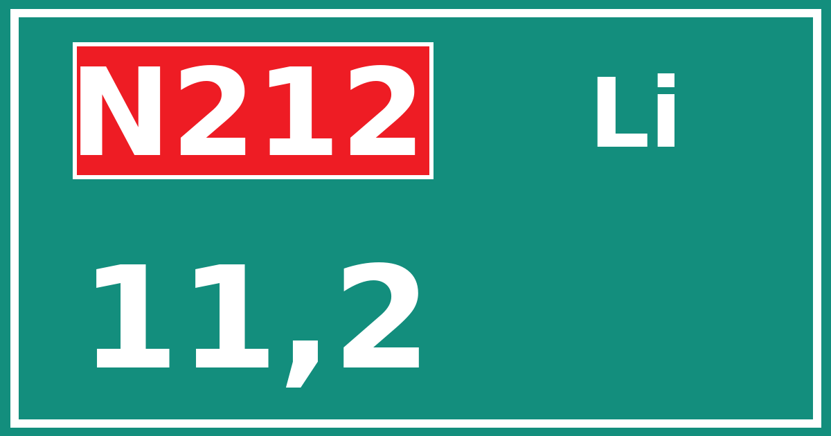 Hectometerbord N212 11,2 zijde Li