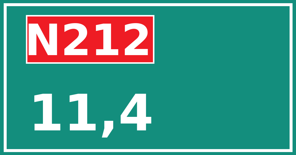 Hectometerbord N212 11,4
