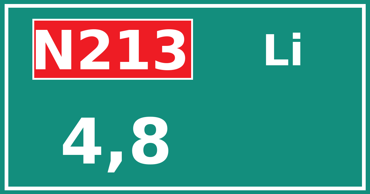 Hectometerbord N213 4,8 zijde Li