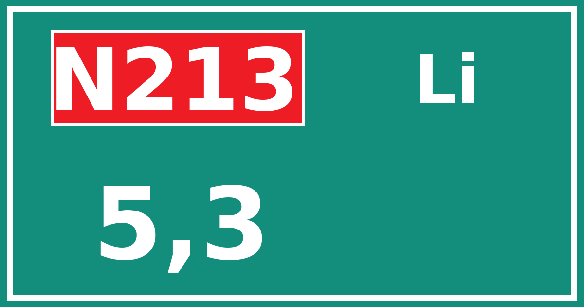 Hectometerbord N213 5,3 zijde Li
