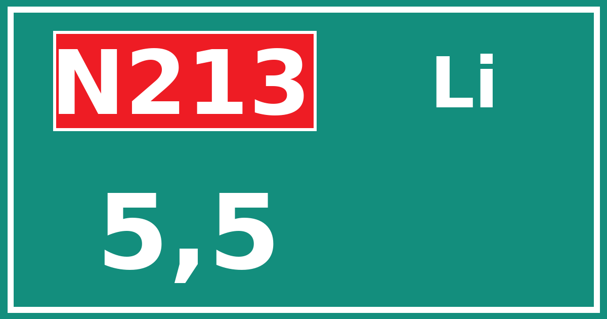 Hectometerbord N213 5,5 zijde Li