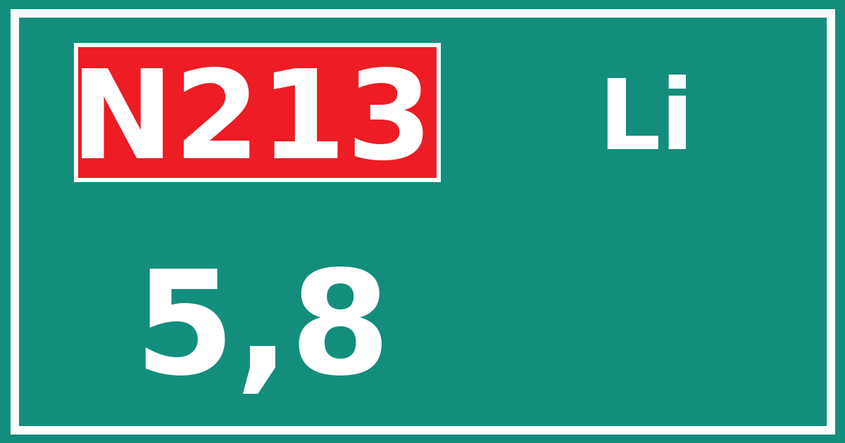 Hectometerbord N213 5,8 zijde Li
