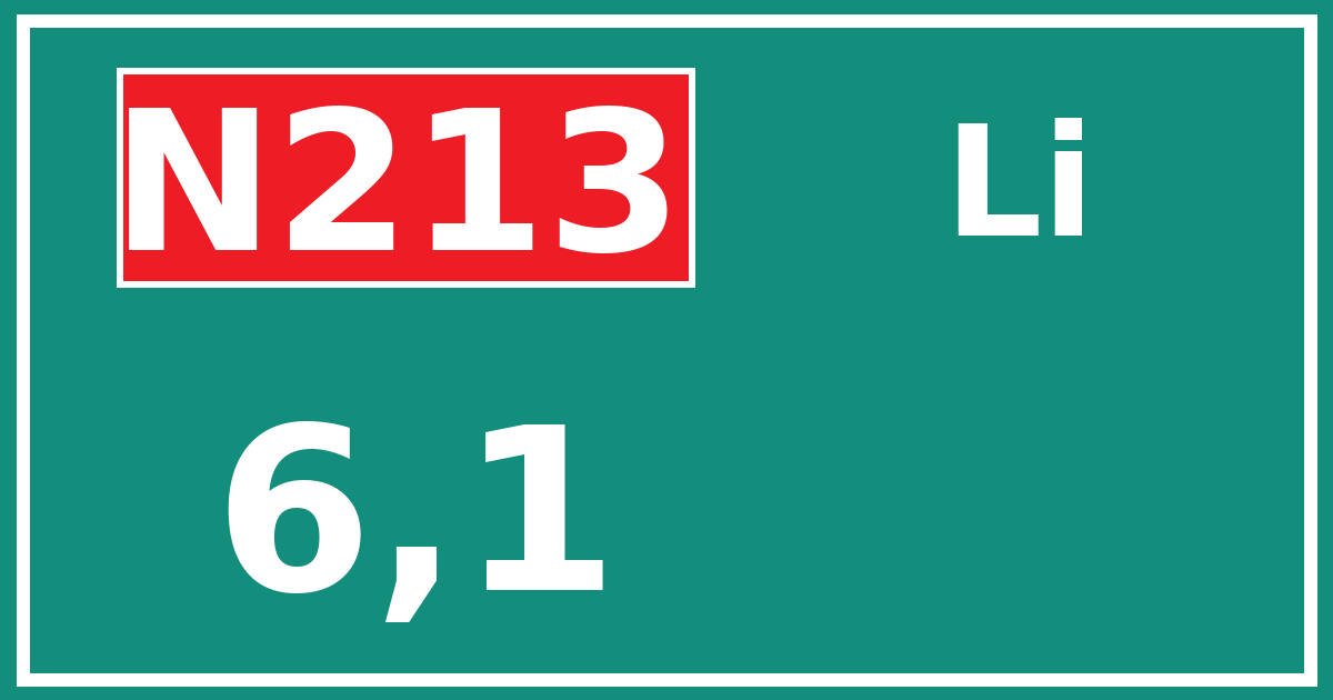 Hectometerbord N213 6,1 zijde Li
