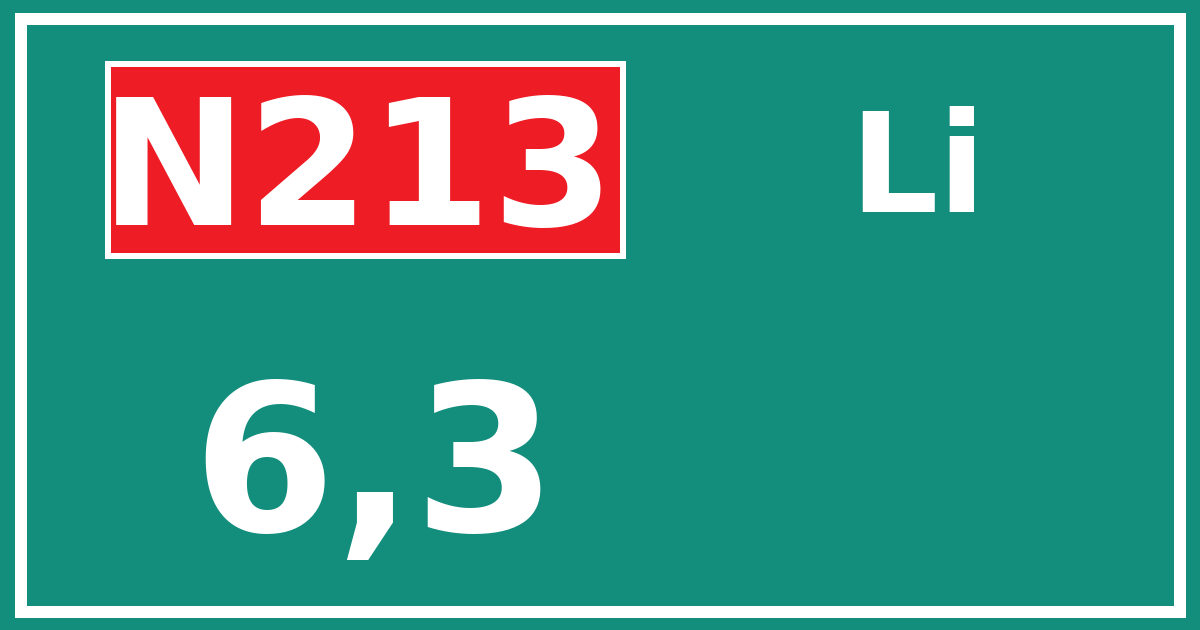 Hectometerbord N213 6,3 zijde Li