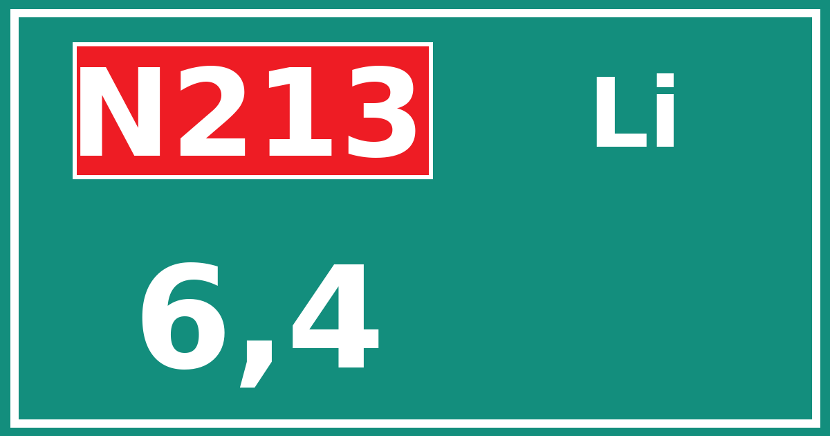 Hectometerbord N213 6,4 zijde Li