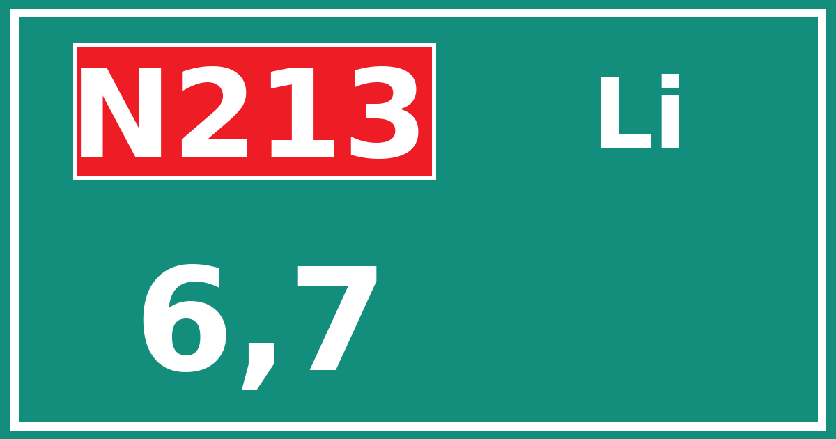 Hectometerbord N213 6,7 zijde Li