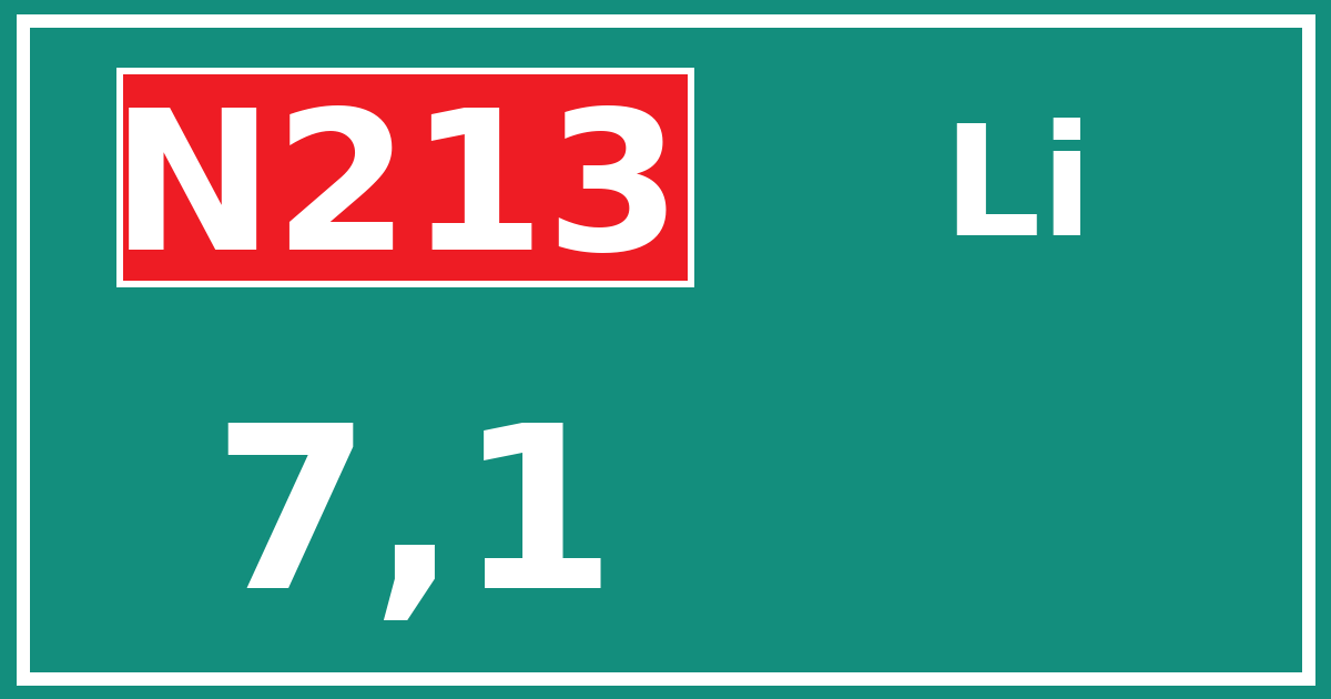 Hectometerbord N213 7,1 zijde Li