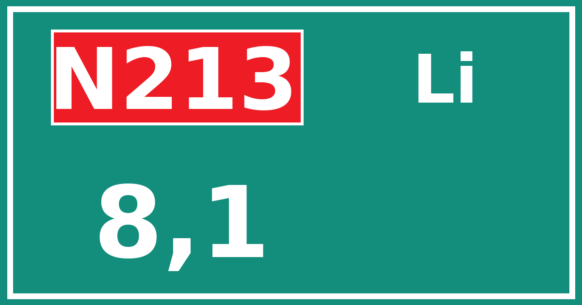 Hectometerbord N213 8,1 zijde Li