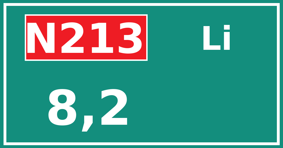 Hectometerbord N213 8,2 zijde Li