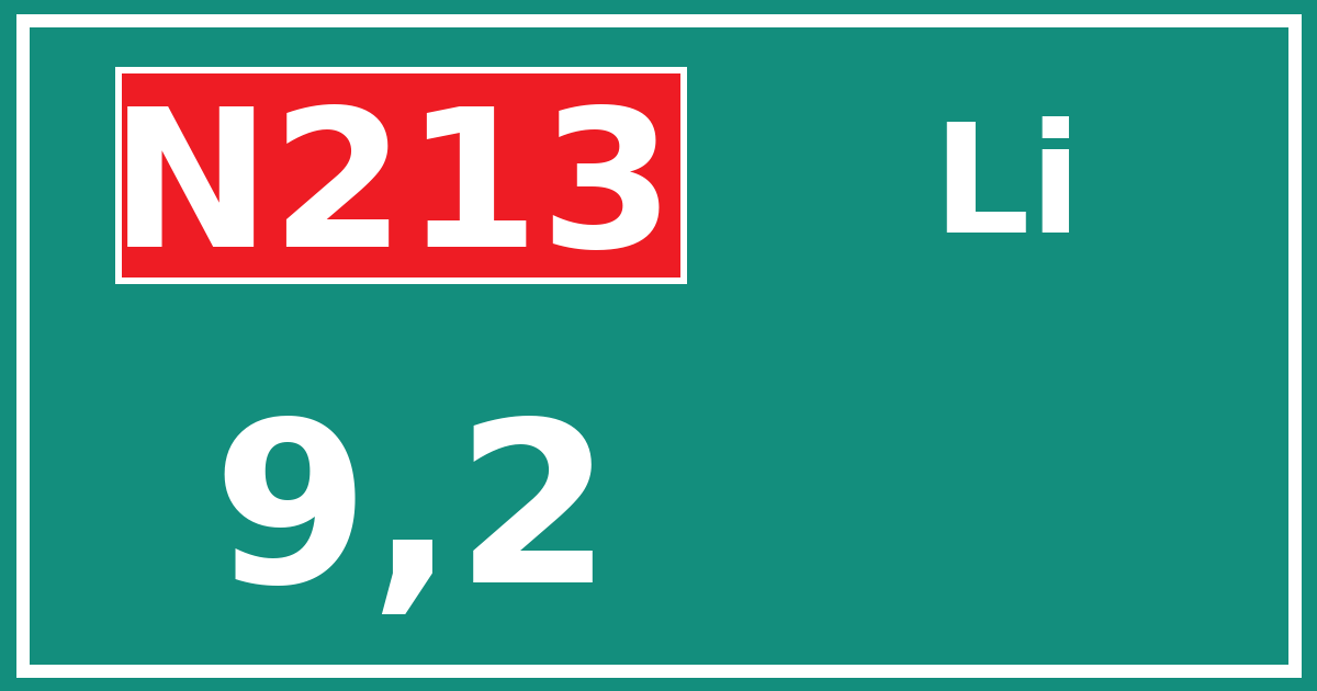 Hectometerbord N213 9,2 zijde Li