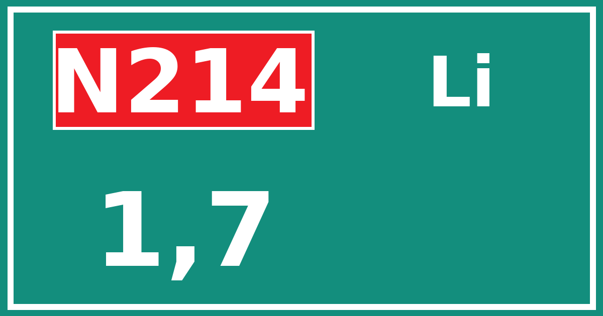 Hectometerbord N214 1,7 zijde Li
